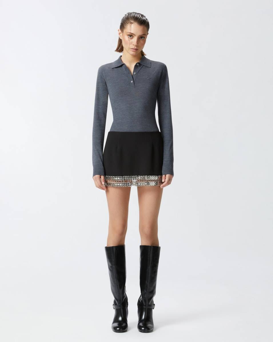 Pinko Minirock Aus Crêpe Mit Metallic-Stickerei Am Saum