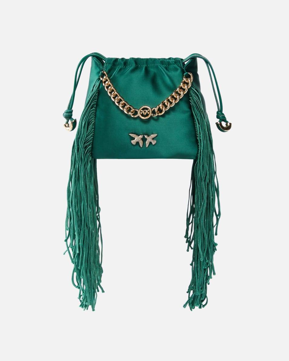 Pinko Minitasche im Clutch-Stil aus Satin mit Fransen