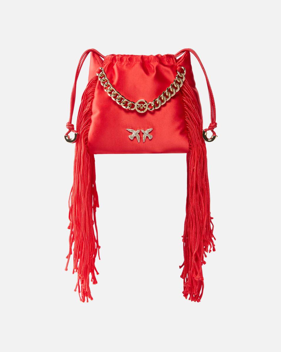 Pinko Minitasche im Clutch-Stil aus Satin mit Fransen