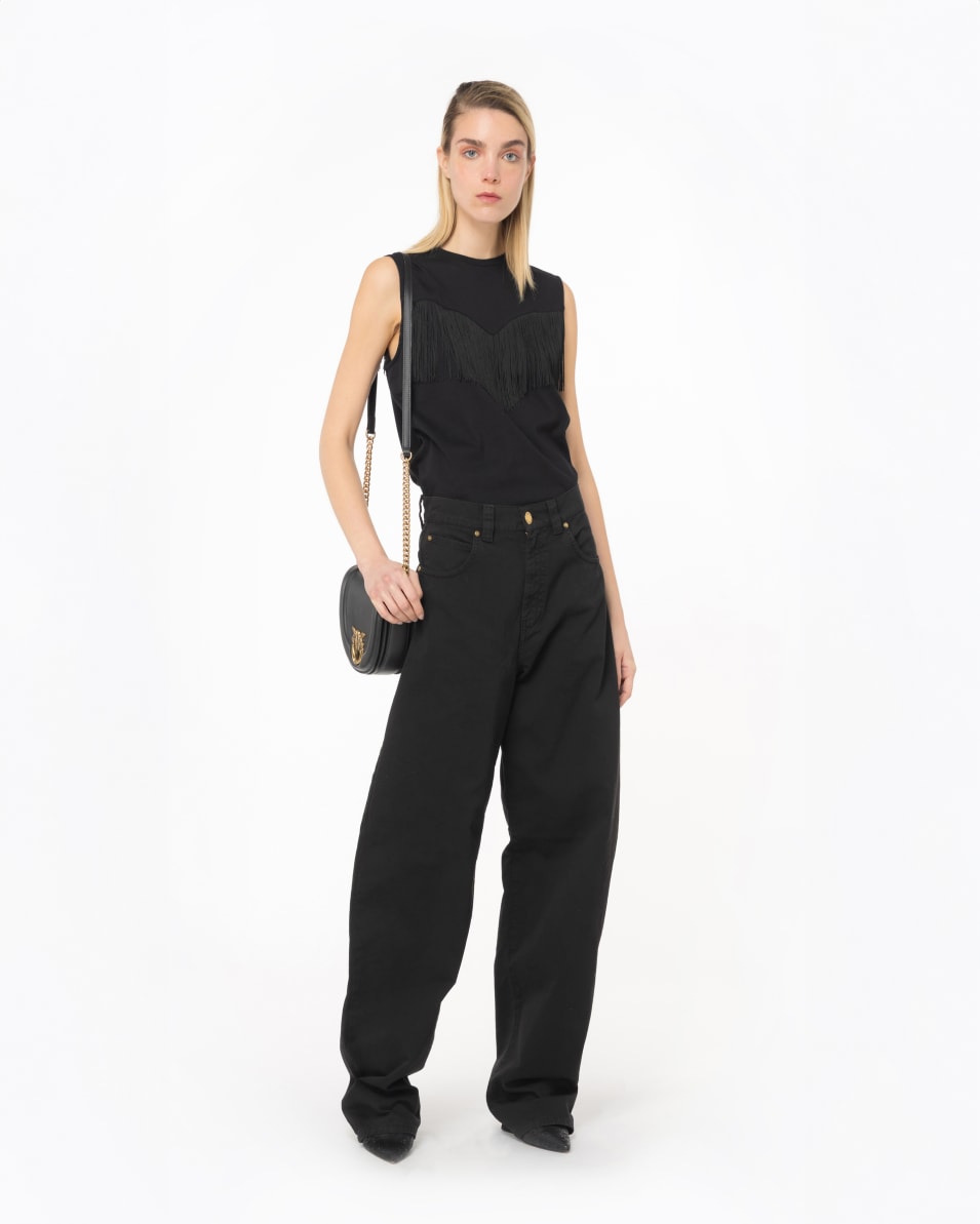 Pinko Ärmelloses T-Shirt Mit Feinen Fransen