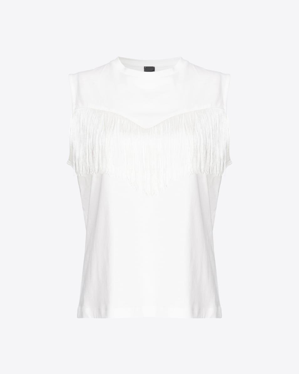 Pinko Ärmelloses T-Shirt mit feinen Fransen