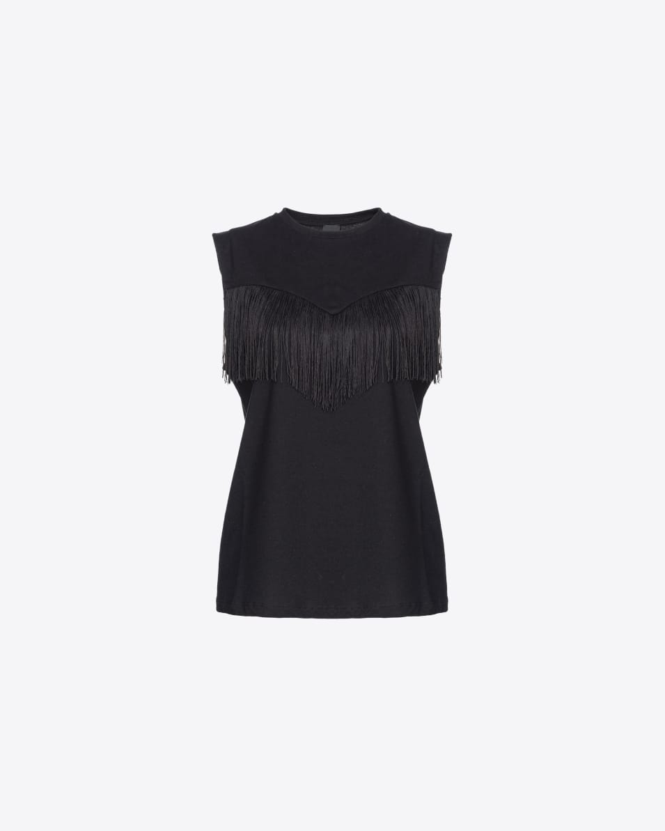 Pinko Ärmelloses T-Shirt mit feinen Fransen