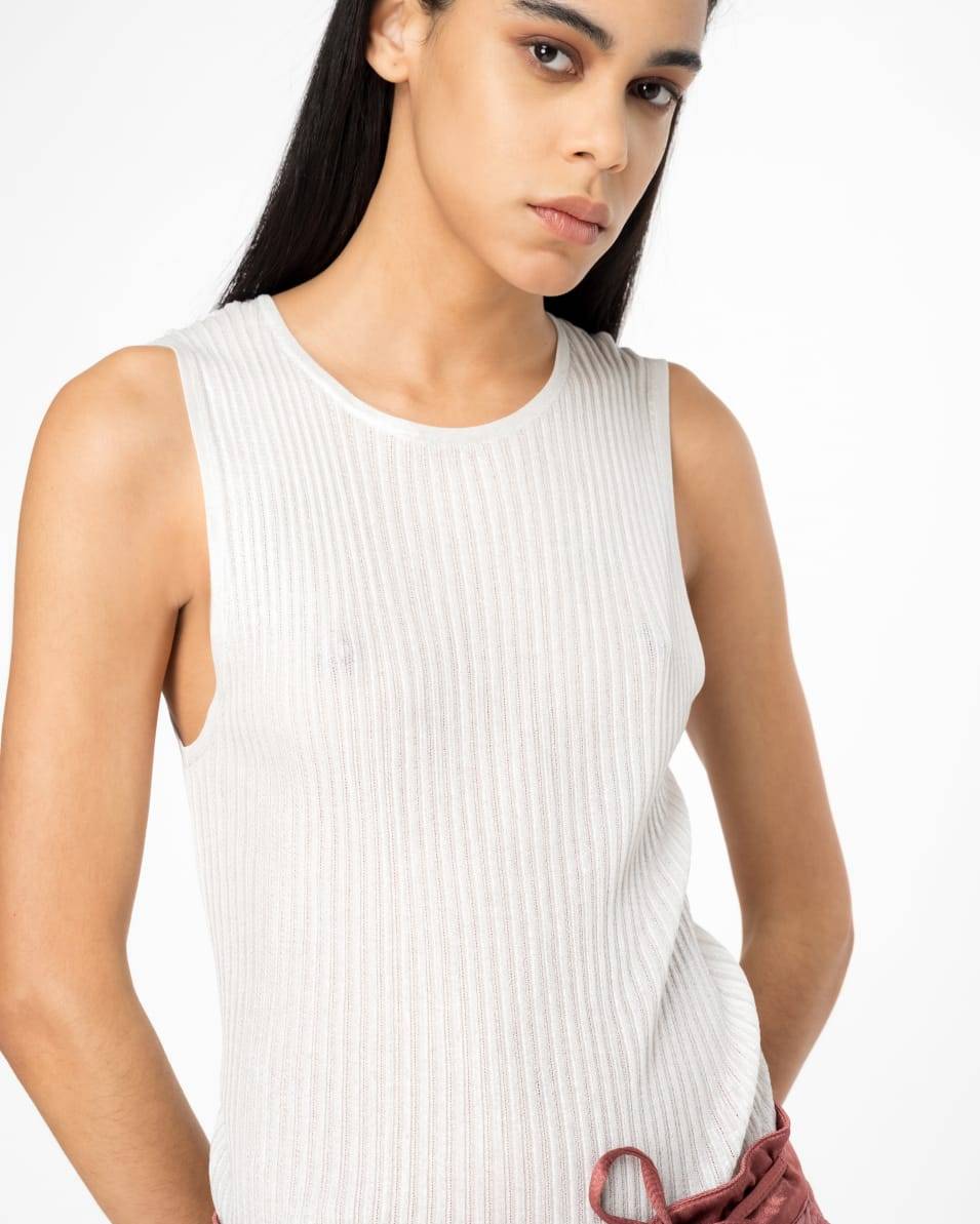 Pinko Ärmelloses Top Aus Geripptem Lurex