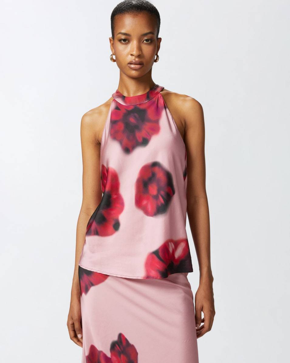 Pinko Ärmelloses Top Aus Satin Mit Blumenprint