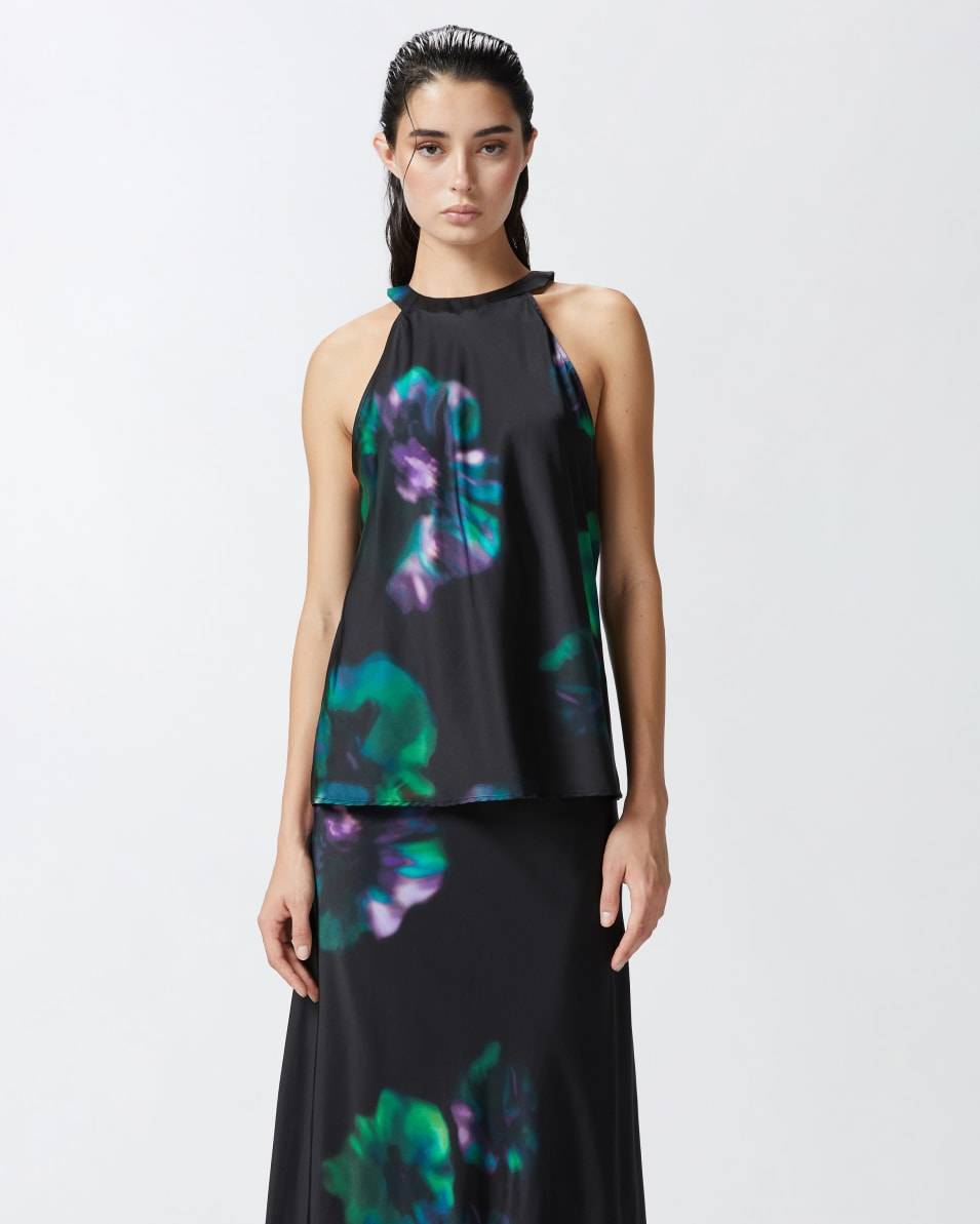 Pinko Ärmelloses Top Aus Satin Mit Blumenprint