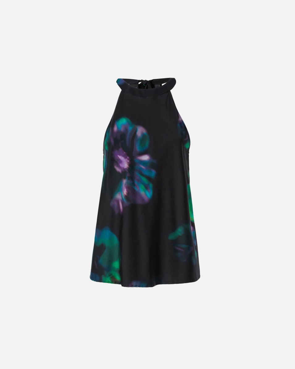 Pinko Ärmelloses Top aus Satin mit Blumenprint
