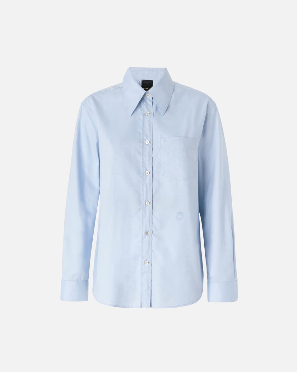 Pinko Azurblaue Oxford-Baumwollbluse