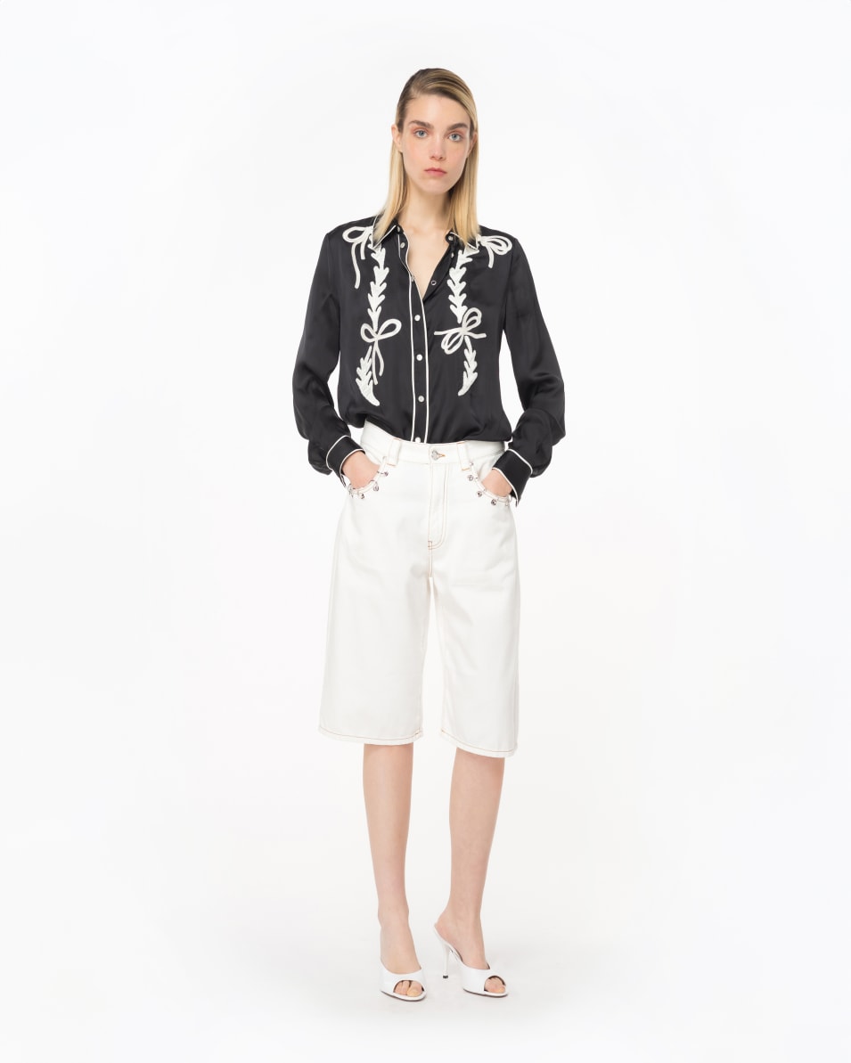 Pinko Bermudashorts Aus Bull-Denim Mit Piercings