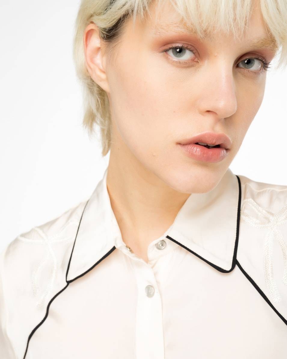 Pinko Besticktes Halbarm-Hemdbluse Aus Satin