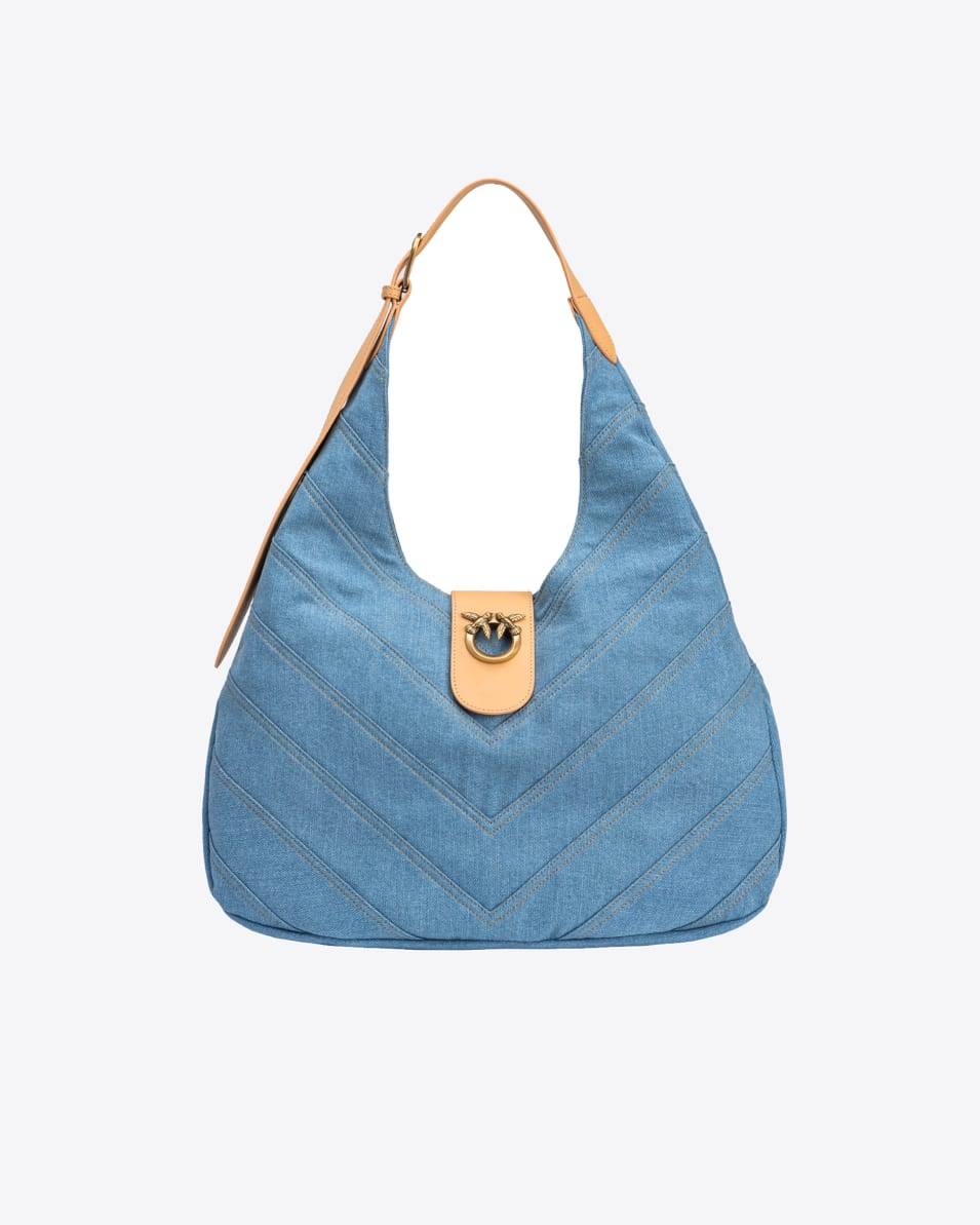 Pinko Big Hobo Bag Denim Délavé