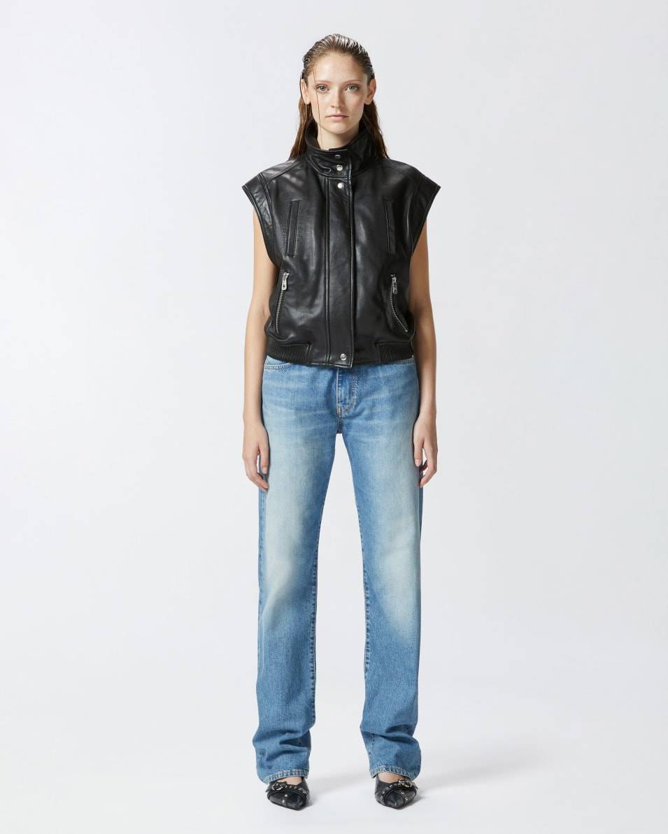 Pinko Bikerweste Aus Nappaleder