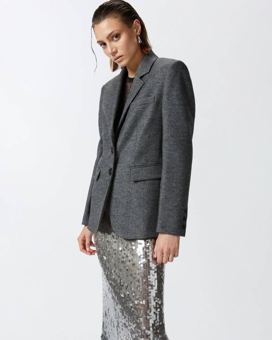 Pinko Blazer Aus Flanell Schwarz-weiß Meliert