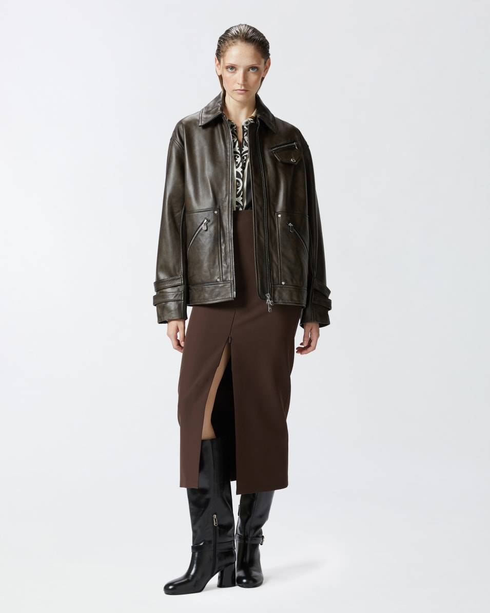 Pinko Blouson Aus Leder In Used-Optik