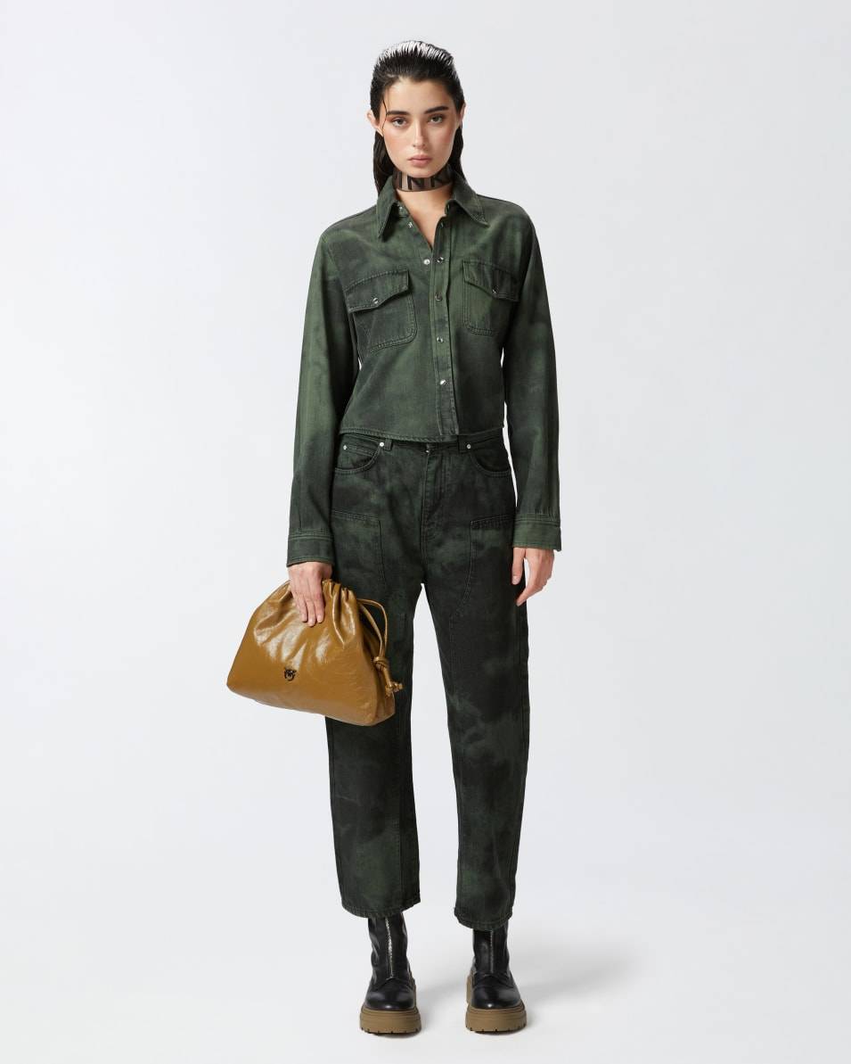 Pinko Bluse Aus Black Spotted Denim