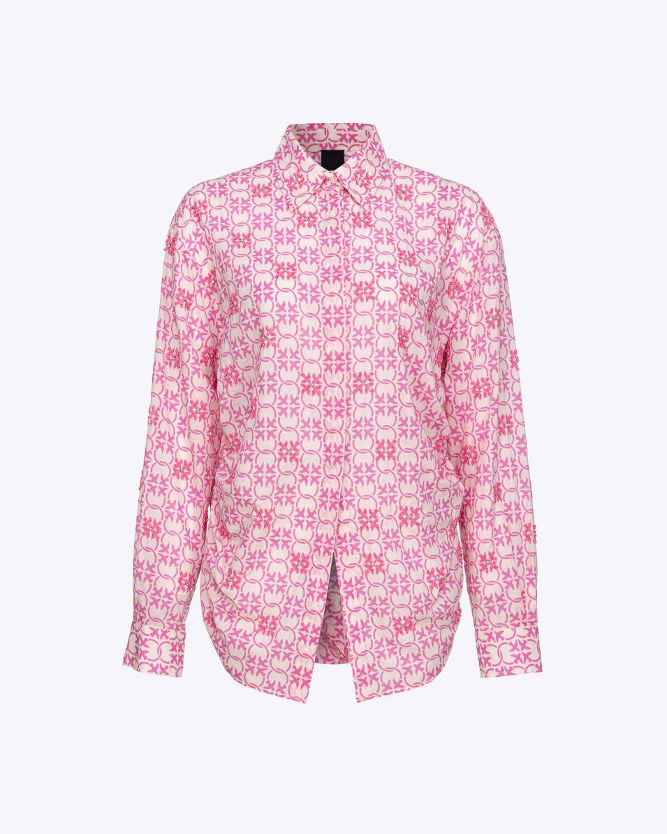 Pinko Bluse aus Musselin Monogram bestickt
