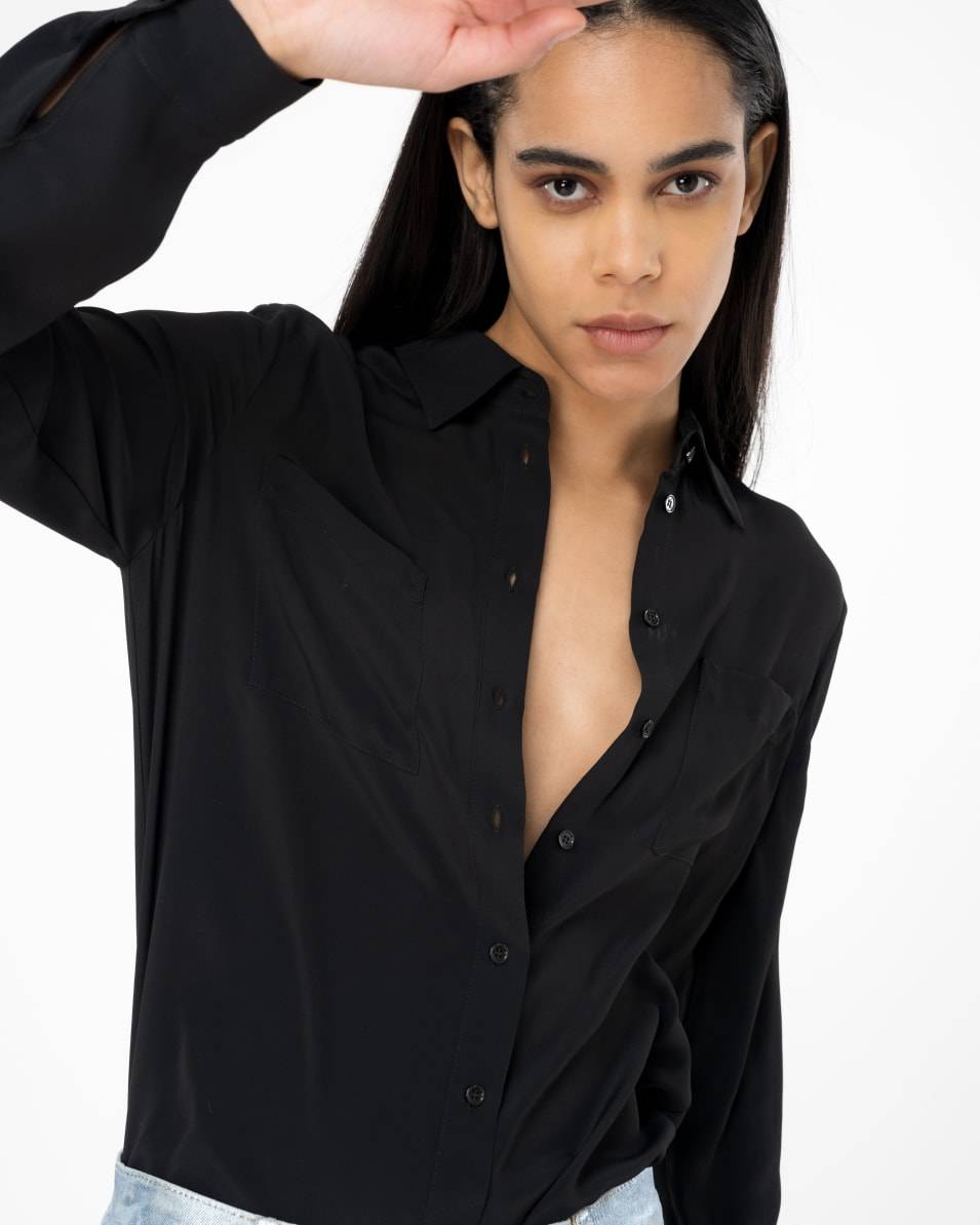 Pinko Bluse Seidenmix Mit Brusttaschen