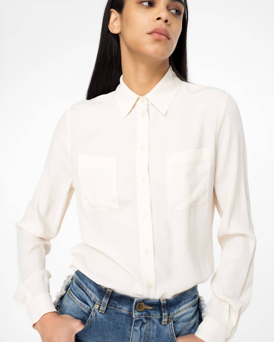 Pinko Bluse Seidenmix Mit Brusttaschen