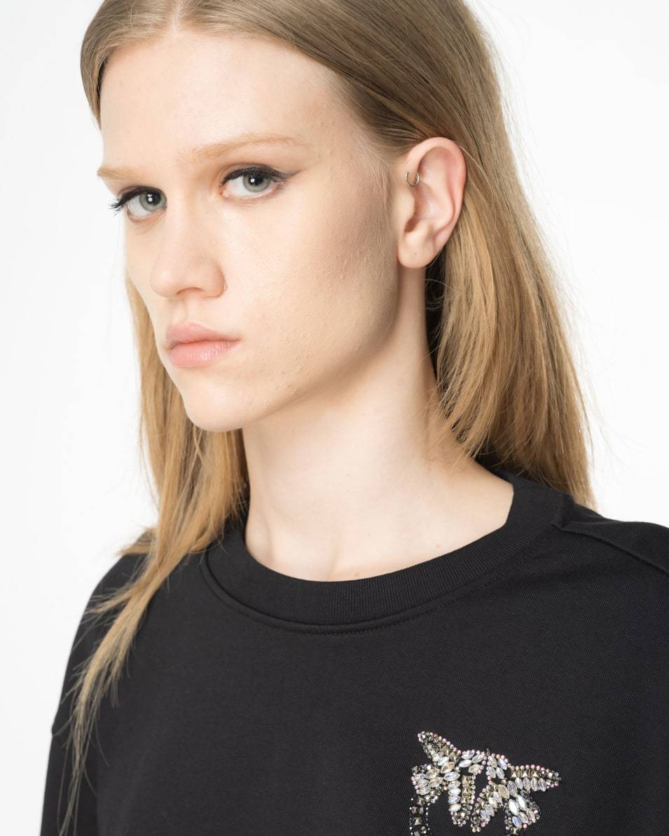Pinko Boxy-Sweatshirt Love-Birds-Stickerei