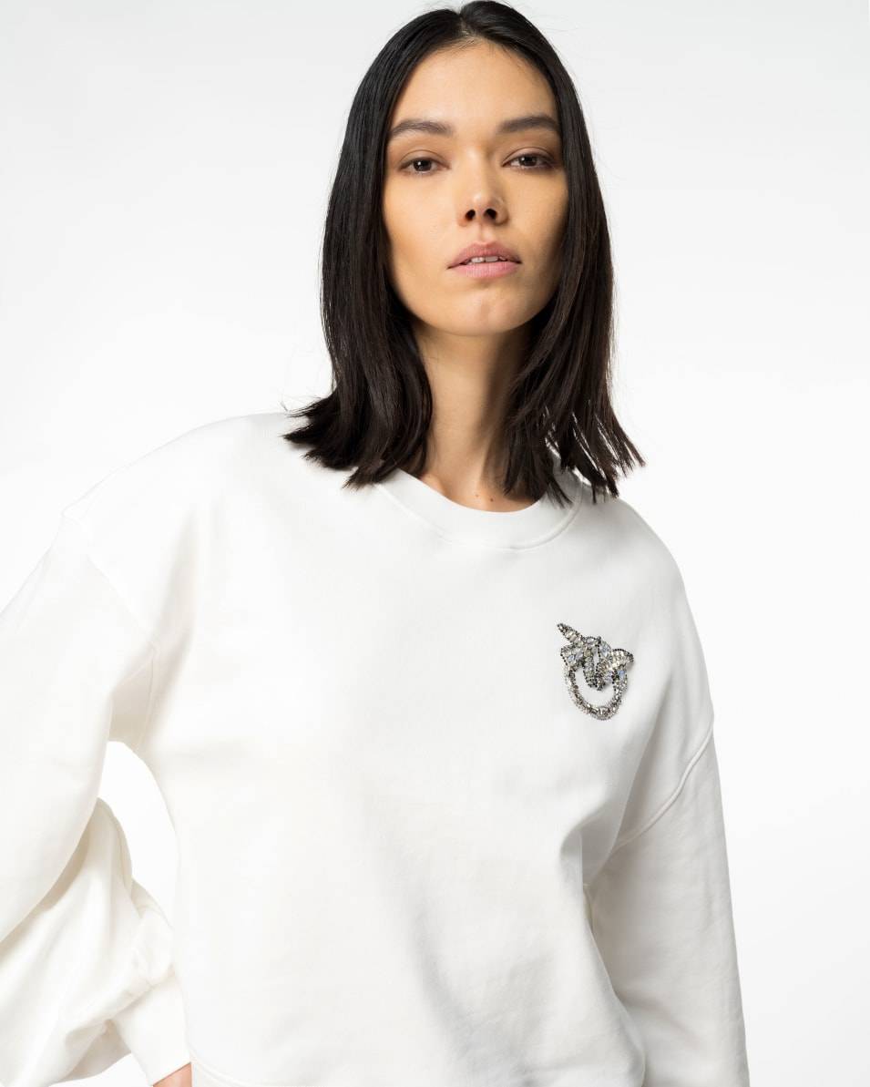 Pinko Boxy-Sweatshirt Love-Birds-Stickerei