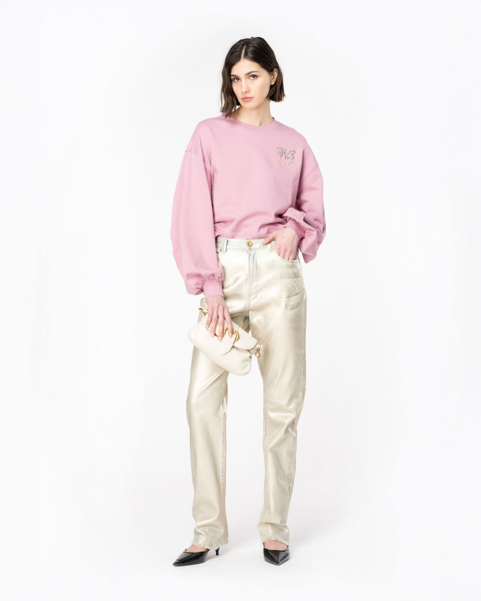 Pinko Boxy-Sweatshirt Love-Birds-Stickerei