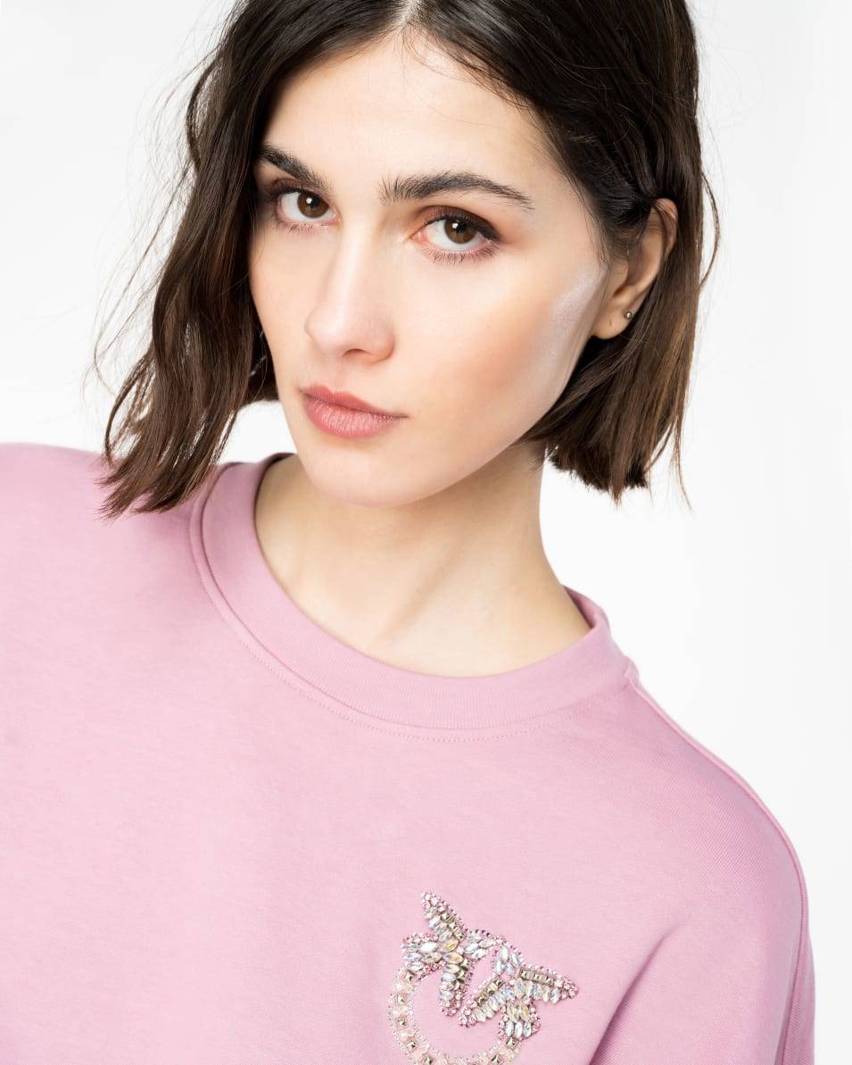 Pinko Boxy-Sweatshirt Love-Birds-Stickerei