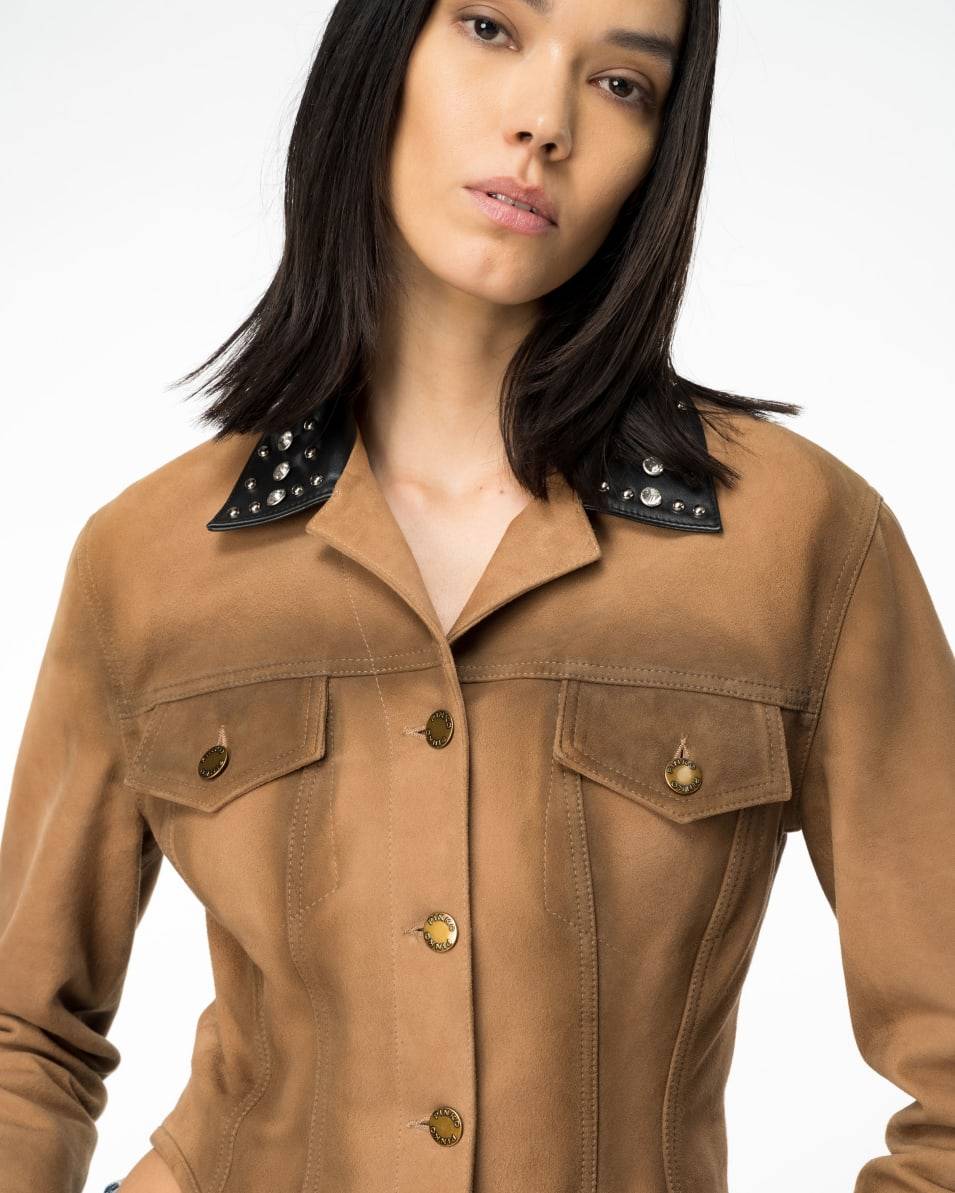 Pinko Bustier-Jacke Veloursleder Old Mit Nieten