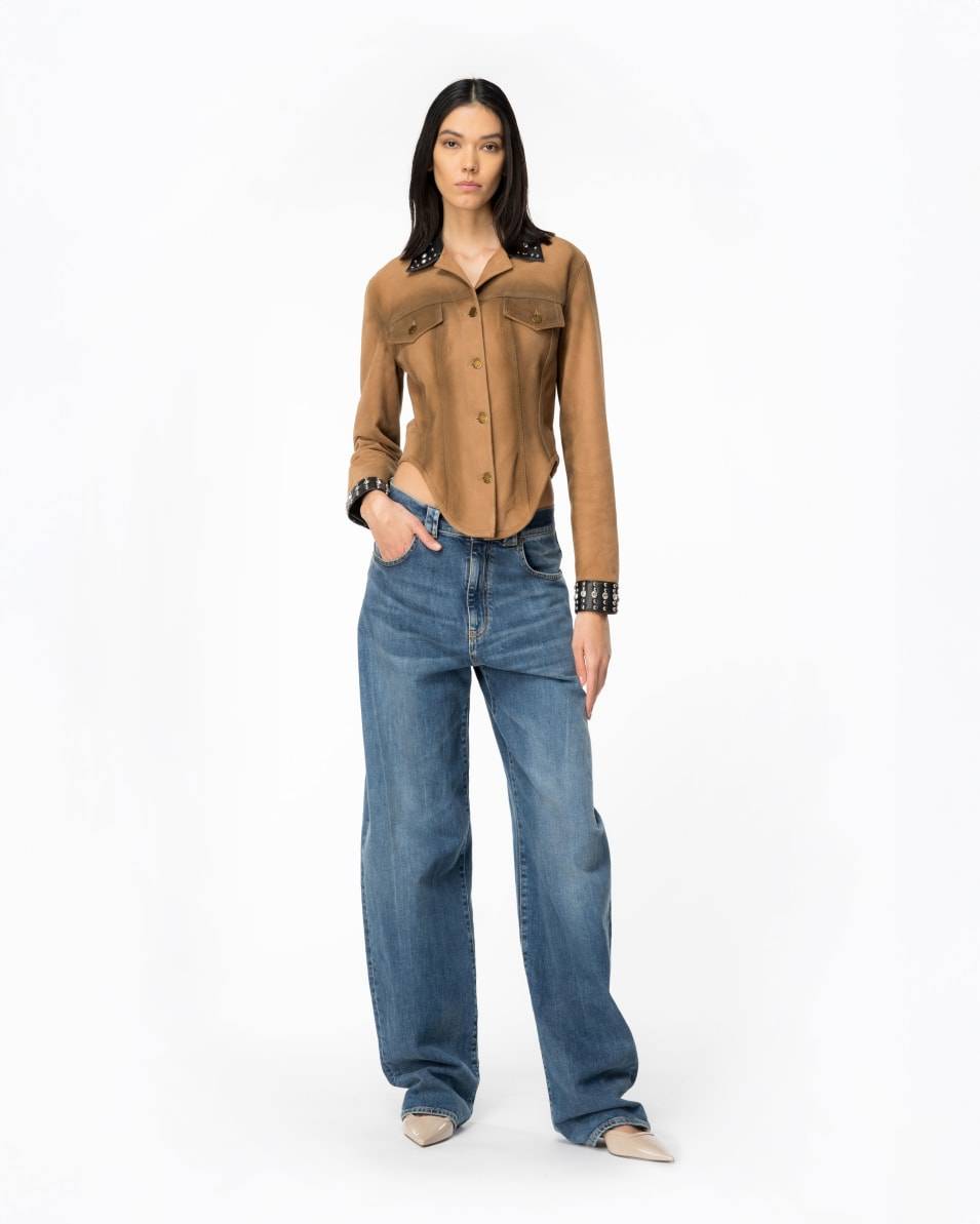 Pinko Bustier-Jacke Veloursleder Old Mit Nieten