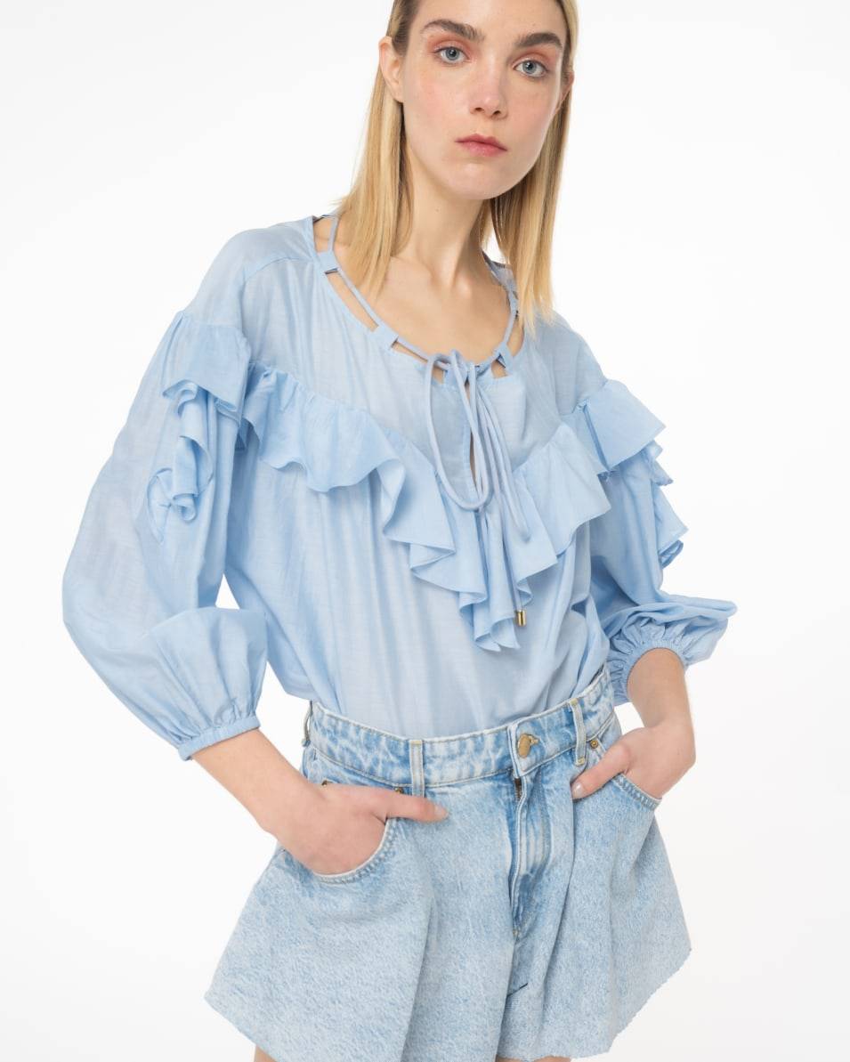 Pinko Butterfly-Shorts Denim Ocean