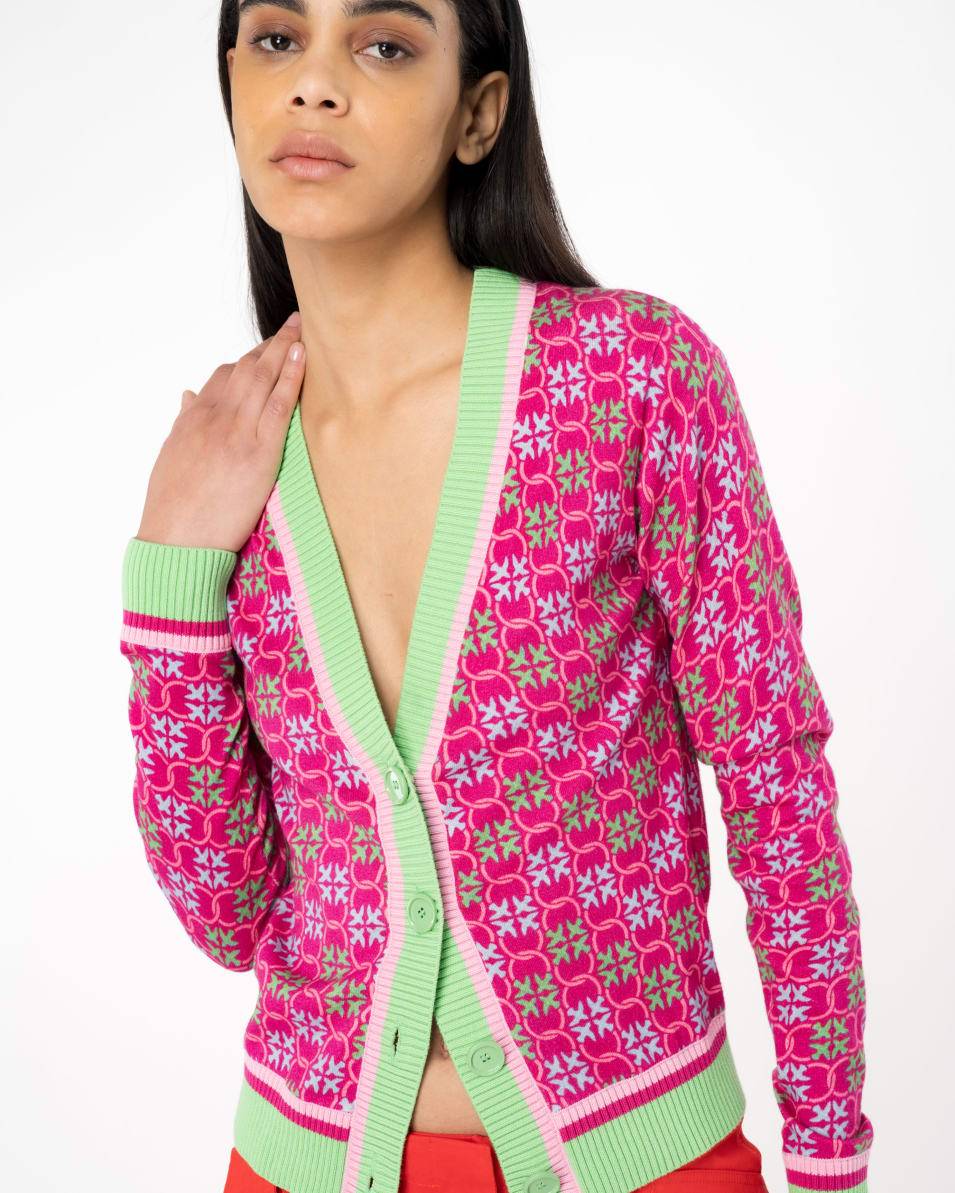 Pinko College-Cardigan Monogram Mehrfarbig