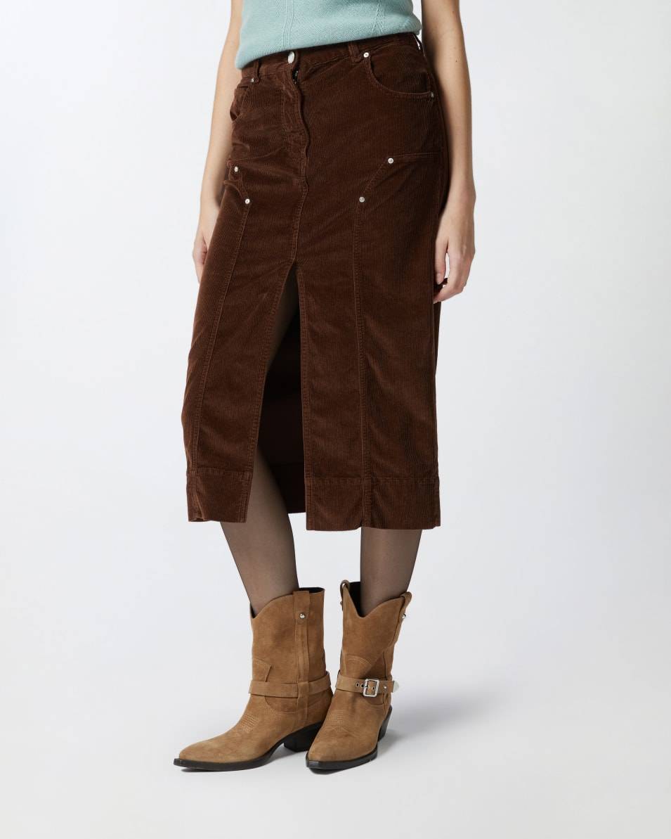 Pinko Cord-Midirock Mit Schlitz