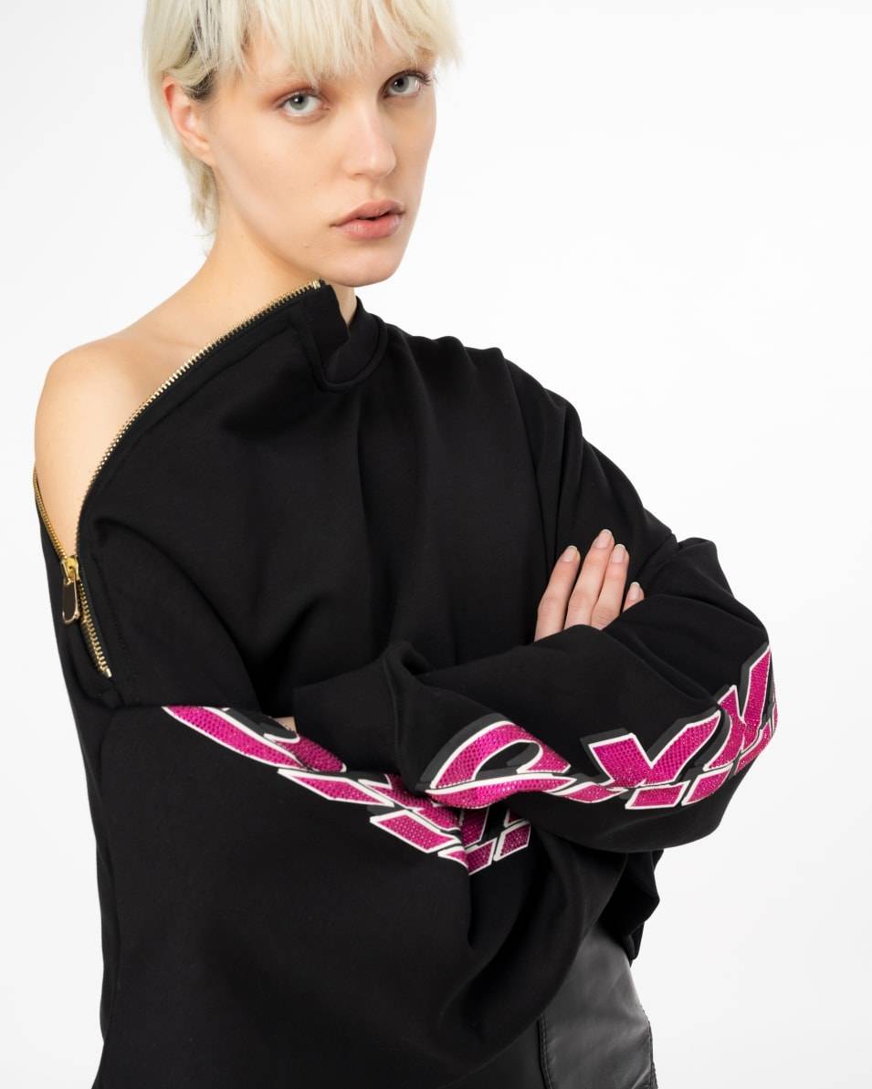 Pinko Crop-Sweatshirt Mit Strassbesetztem Print