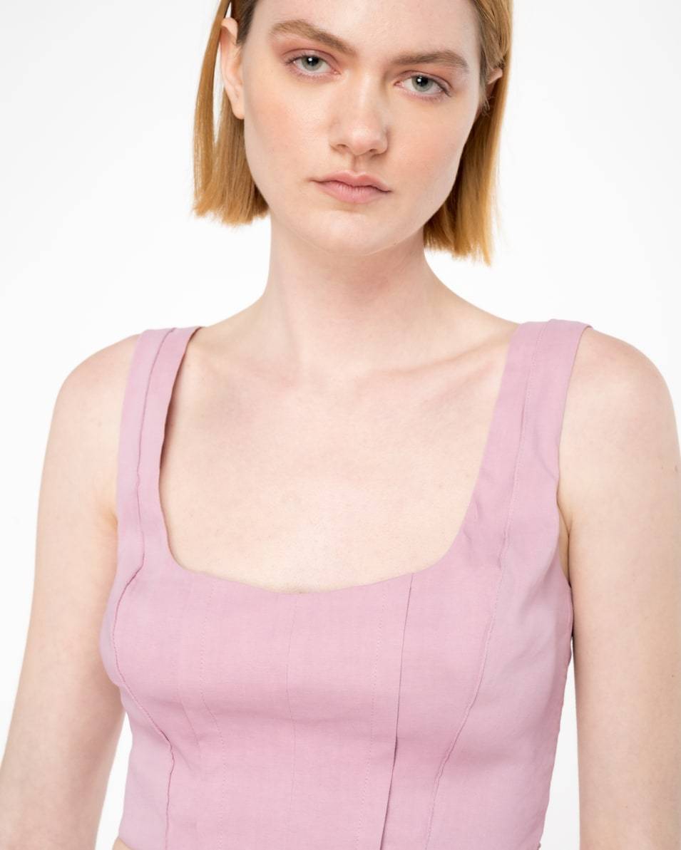 Pinko Crop-Top Aus Leinen