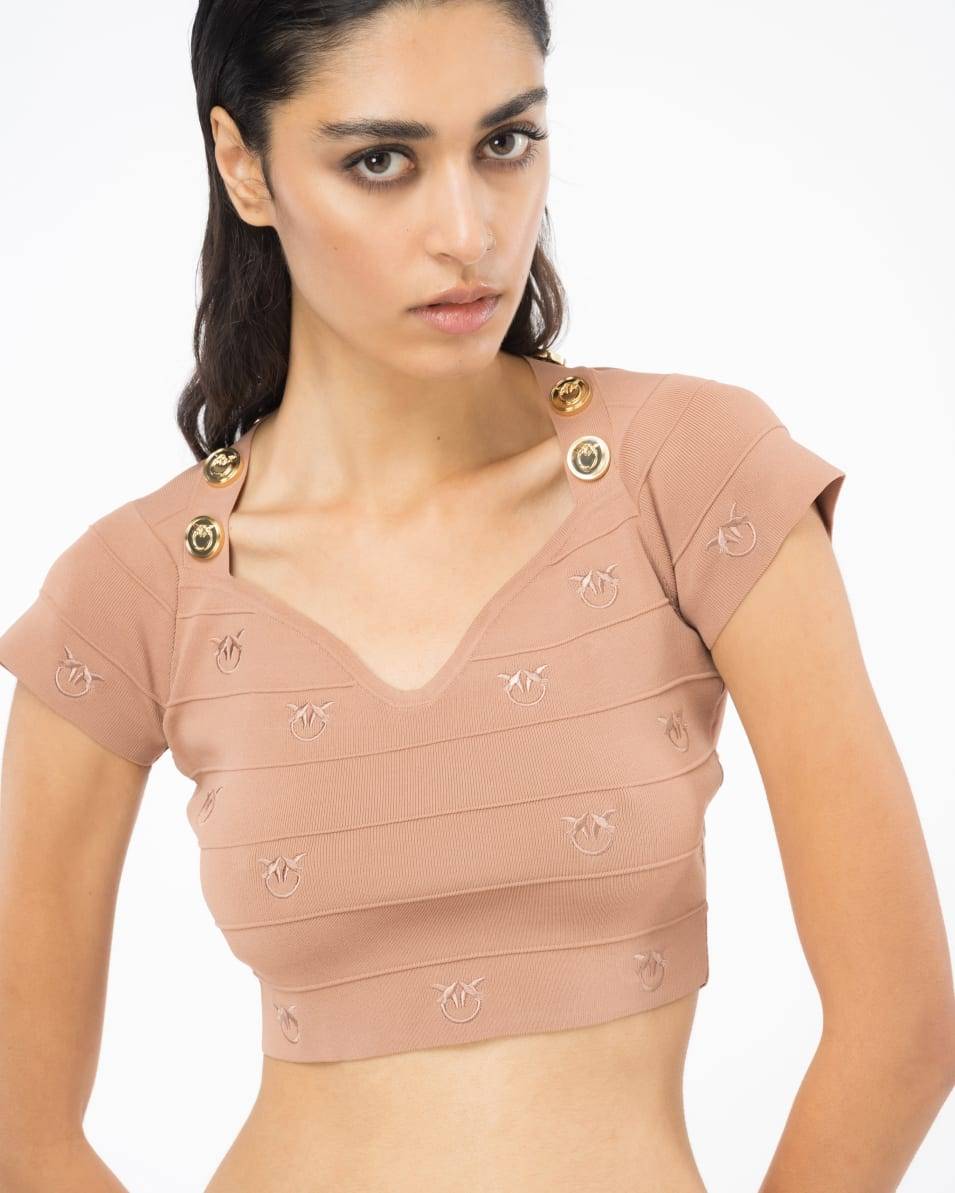 Pinko Crop-Top Jacquard Love Birds