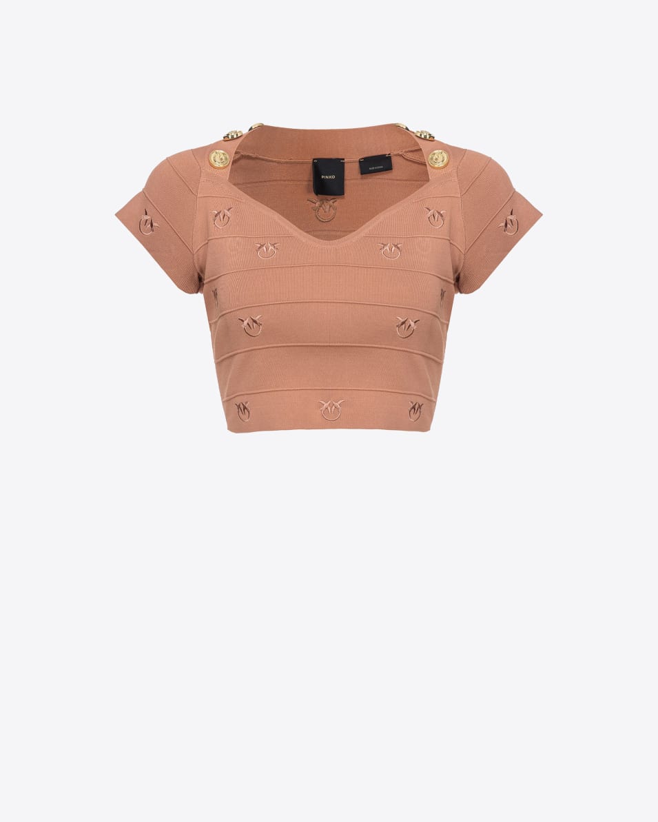 Pinko Crop-Top Jacquard Love Birds