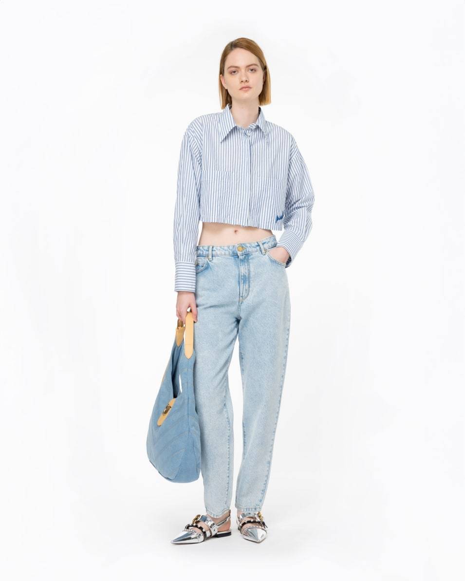 Pinko Cropped-Bluse Gestreift