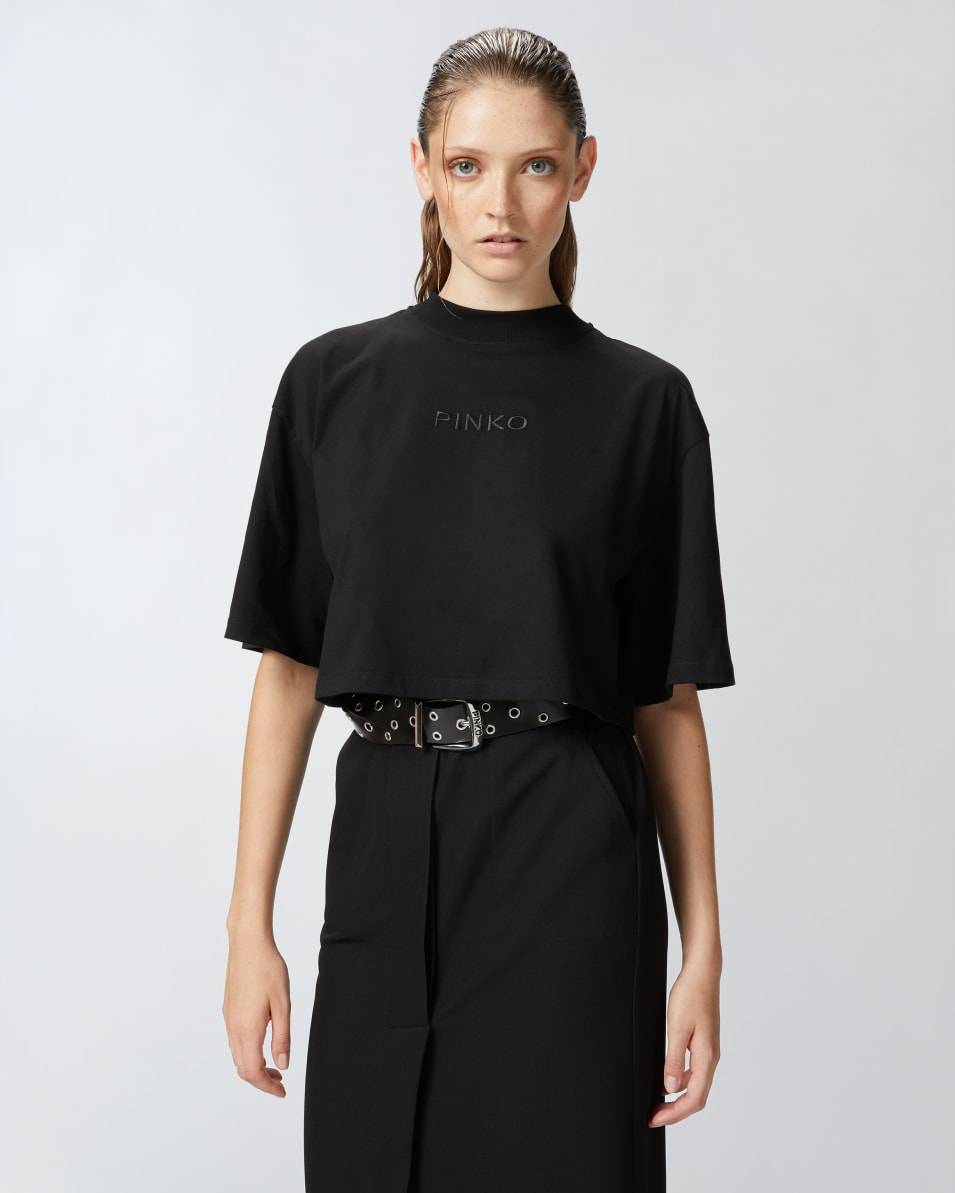 Pinko Cropped-T-Shirt Mit Logo-Stickerei