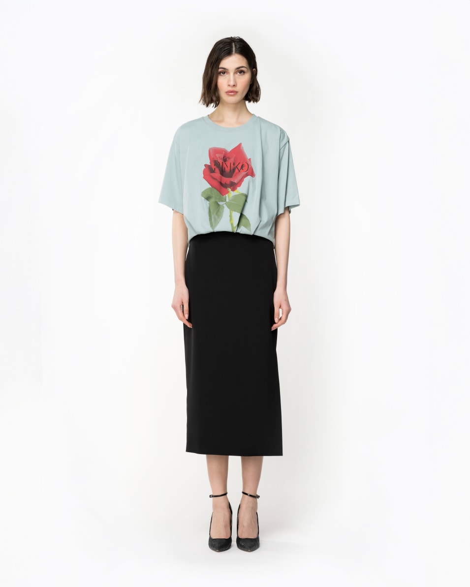 Pinko Cropped-T-Shirt Mit Rosen-Print