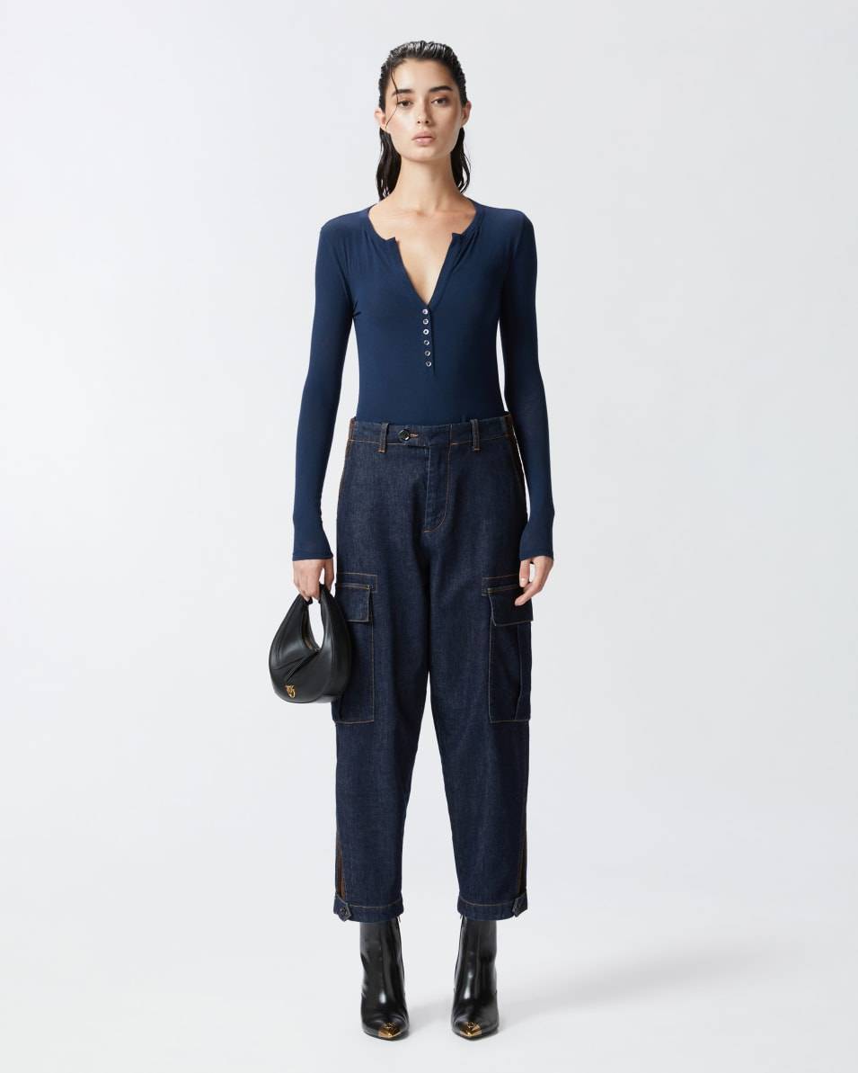 Pinko Dunkelblaue Cargo-Jeans Mit Maxitaschen