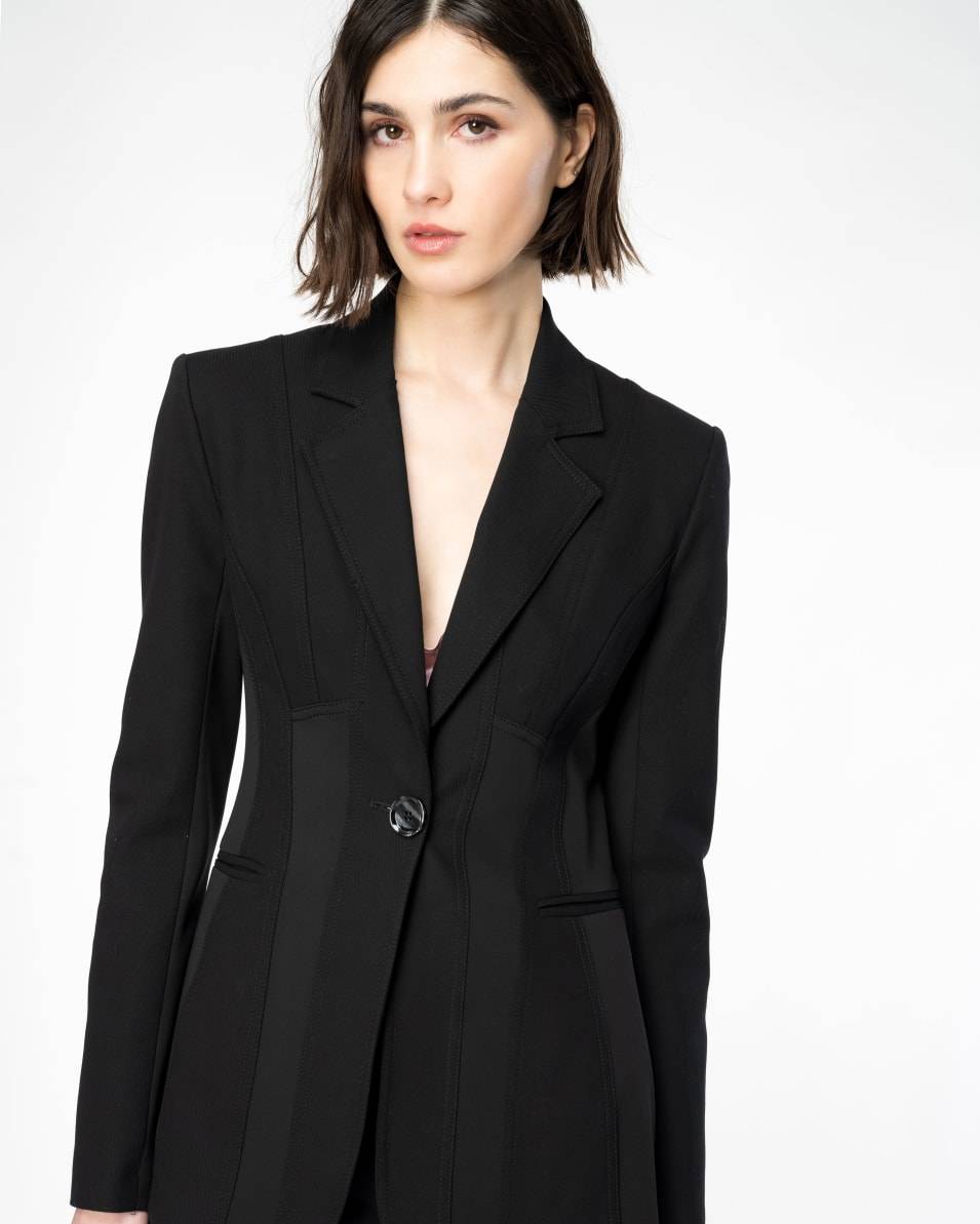 Pinko Einreihiger Blazer Aus Zwei Materialien