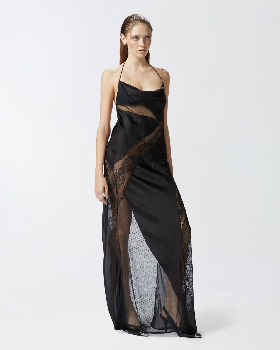 Pinko Elegantes Langes Patchwork-Kleid