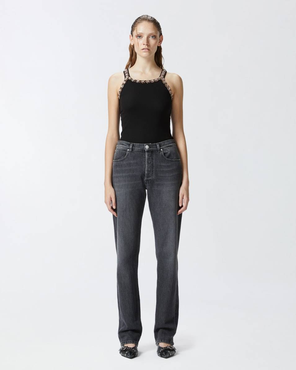 Pinko Gerade Jeans Aus Dunkelgrauem Denim