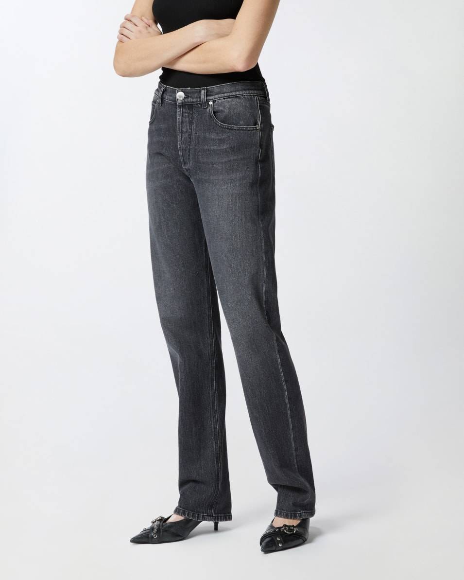 Pinko Gerade Jeans Aus Dunkelgrauem Denim