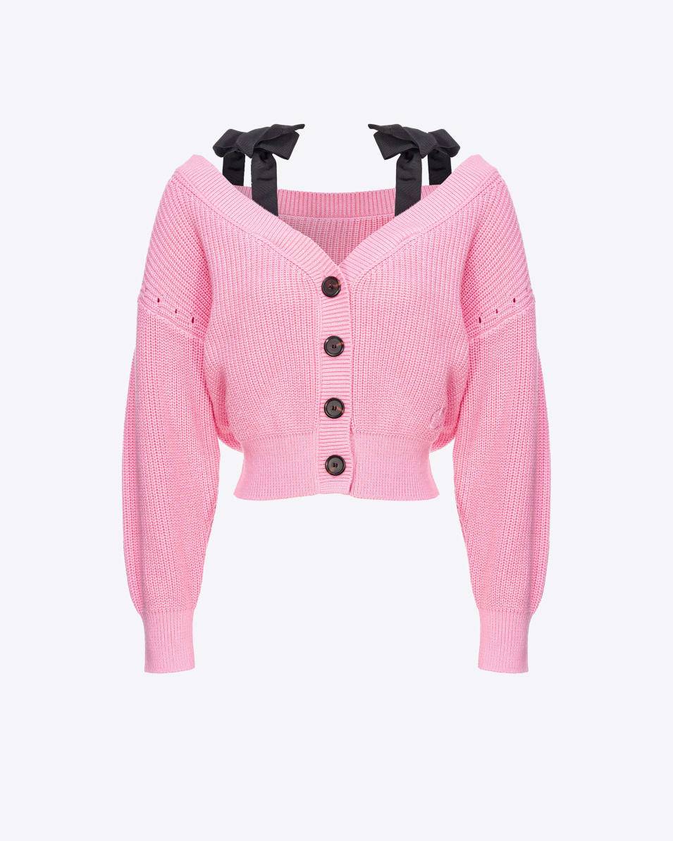 Pinko Gerippter Cardigan mit Trägern aus Zierband