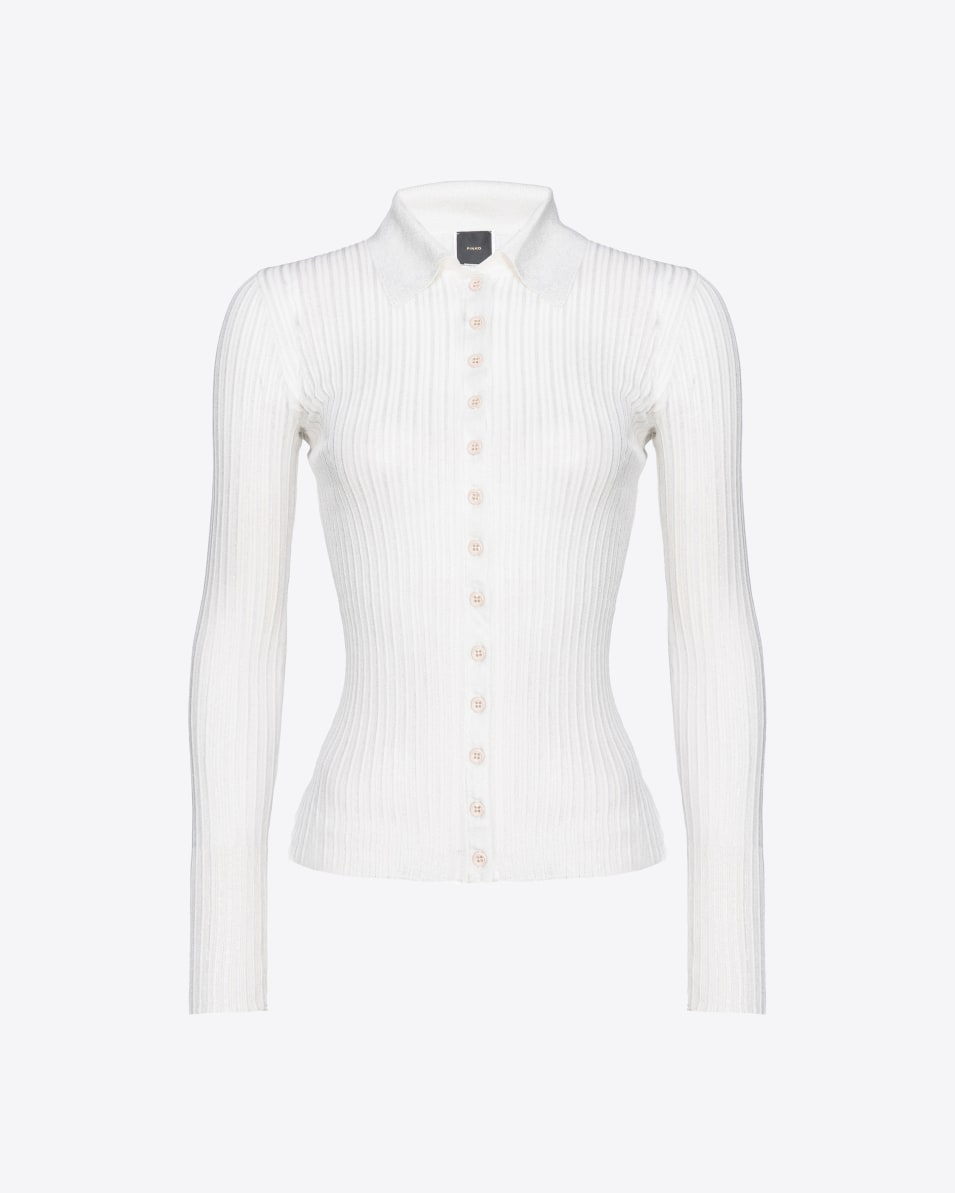 Pinko Gerippter Pullover mit Lurex und Knöpfen