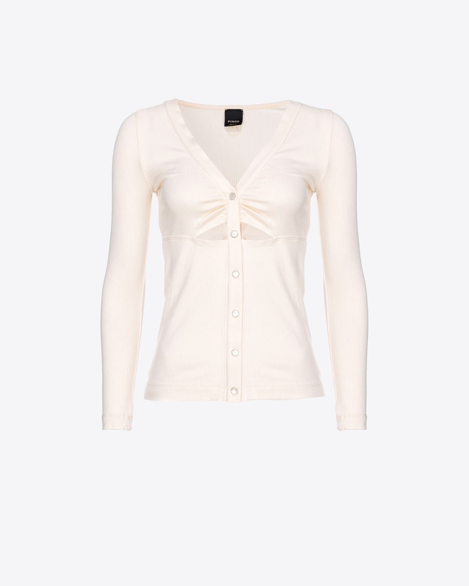 Pinko Gerippter Pullover mit Perlmuttknöpfen