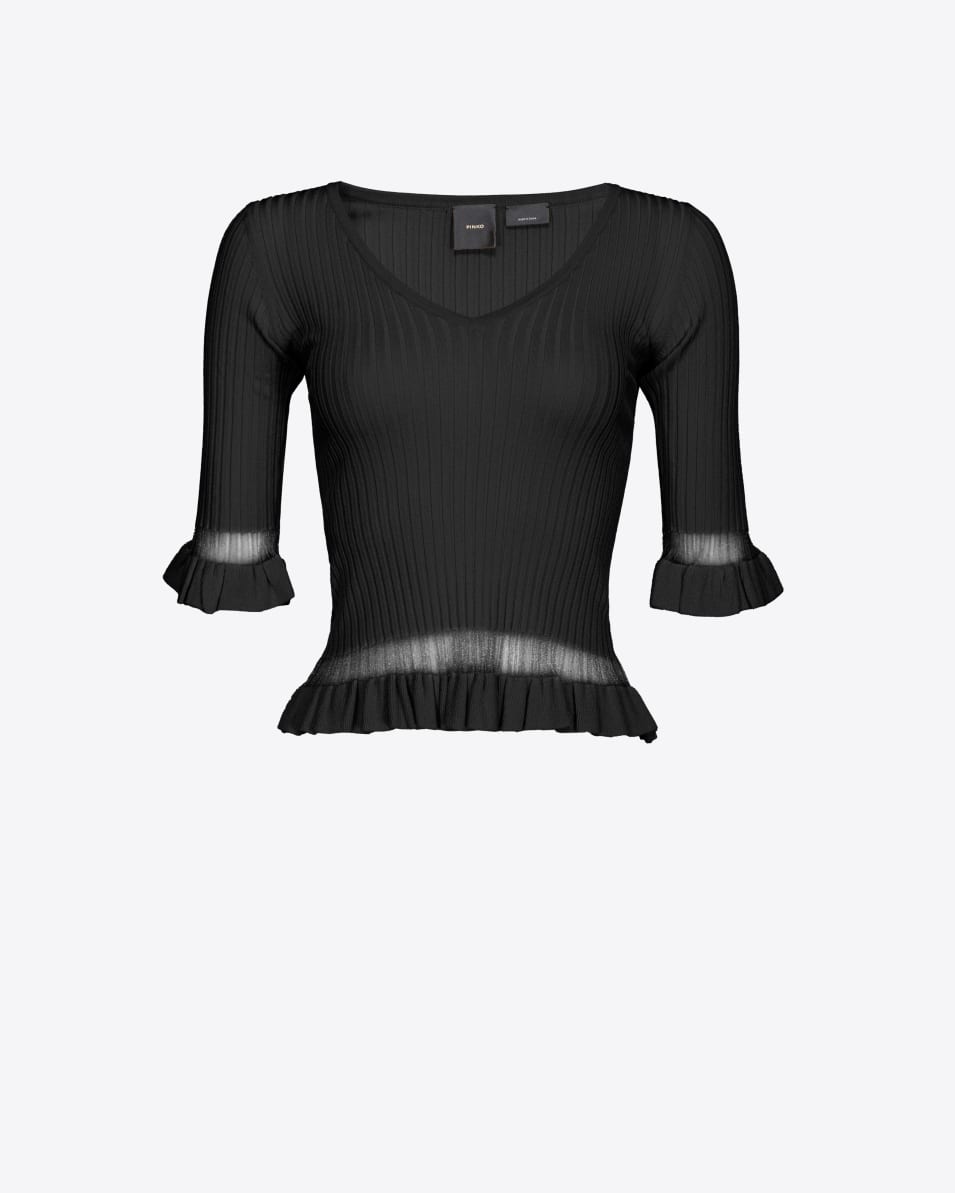 Pinko Gerippter Pullover mit Rüschen