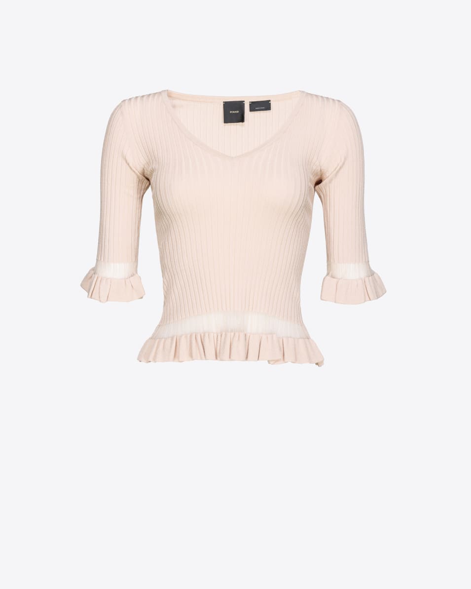 Pinko Gerippter Pullover mit Rüschen