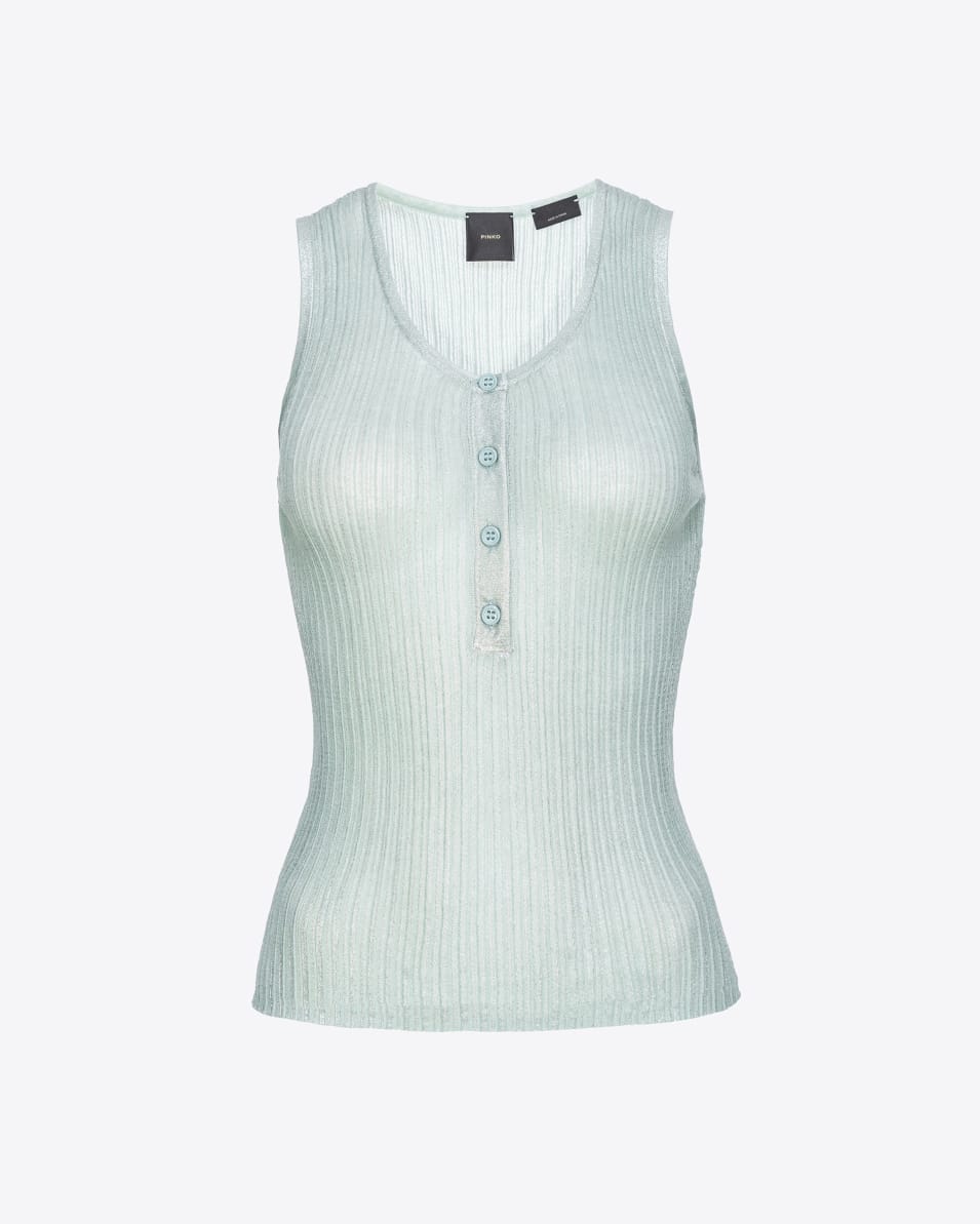 Pinko Geripptes Lurex-Top mit Knöpfen