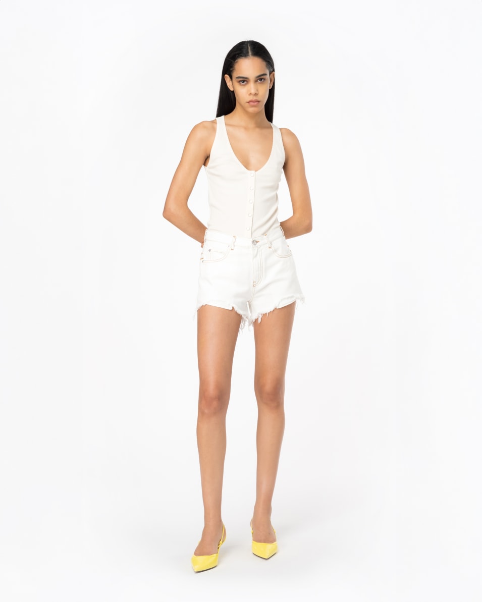 Pinko Geripptes Tanktop Mit Perlmuttknöpfen