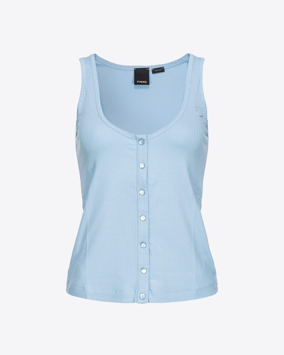 Pinko Geripptes Tanktop mit Perlmuttknöpfen